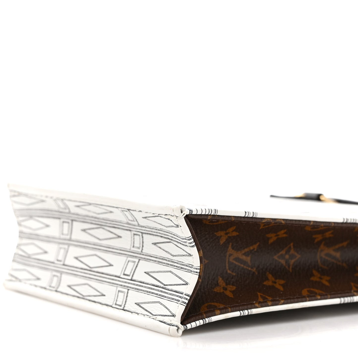 X FORNASETTI Calfskin Architettura Petit Sac Plat Black White