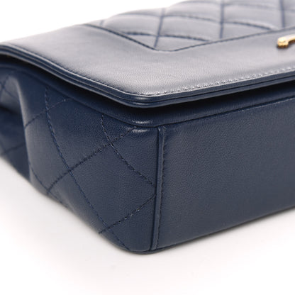 Chanel Sheepskin Quilted Medium Vintage Mademoiselle Flap Dark Navy 9 of 12