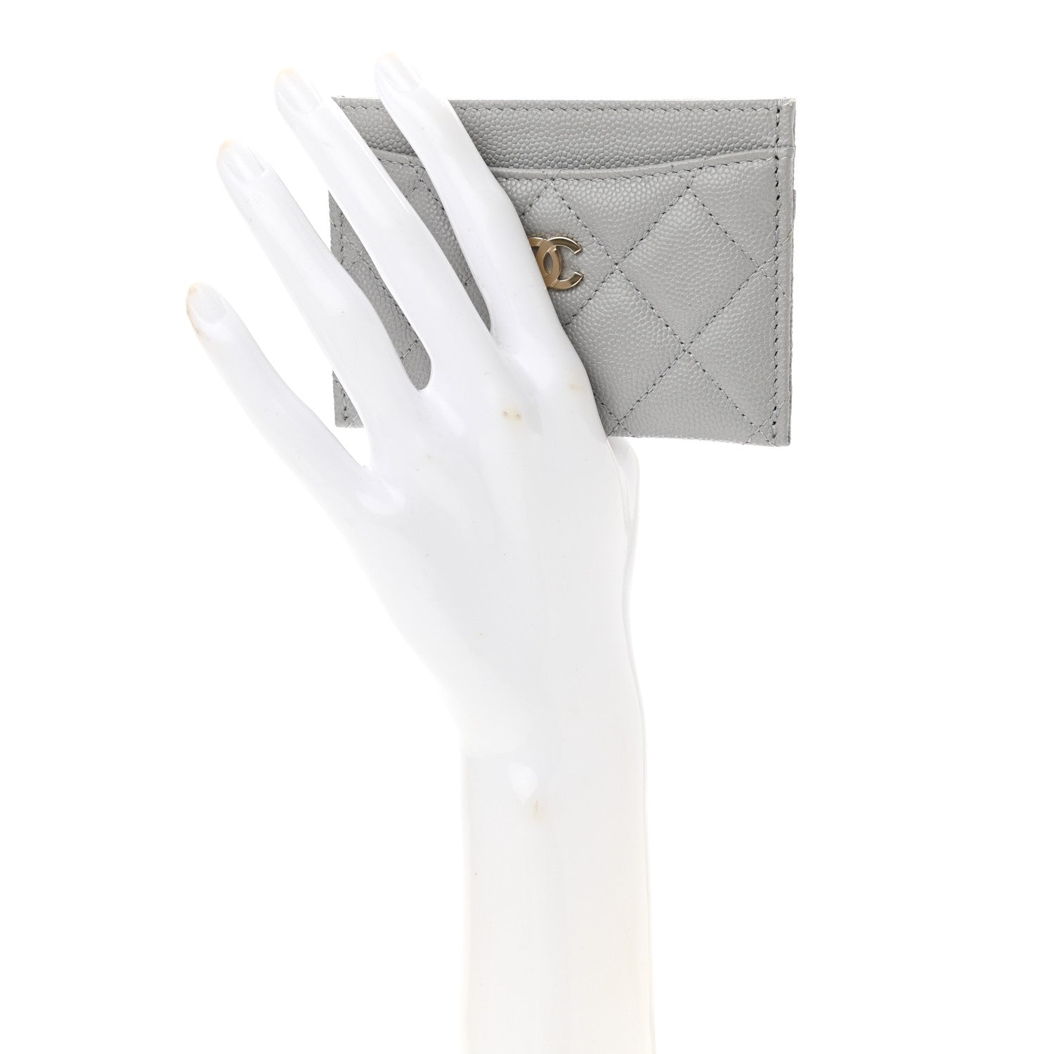 Chanel Caviar Quilted Card Holder Grey 2 of 8