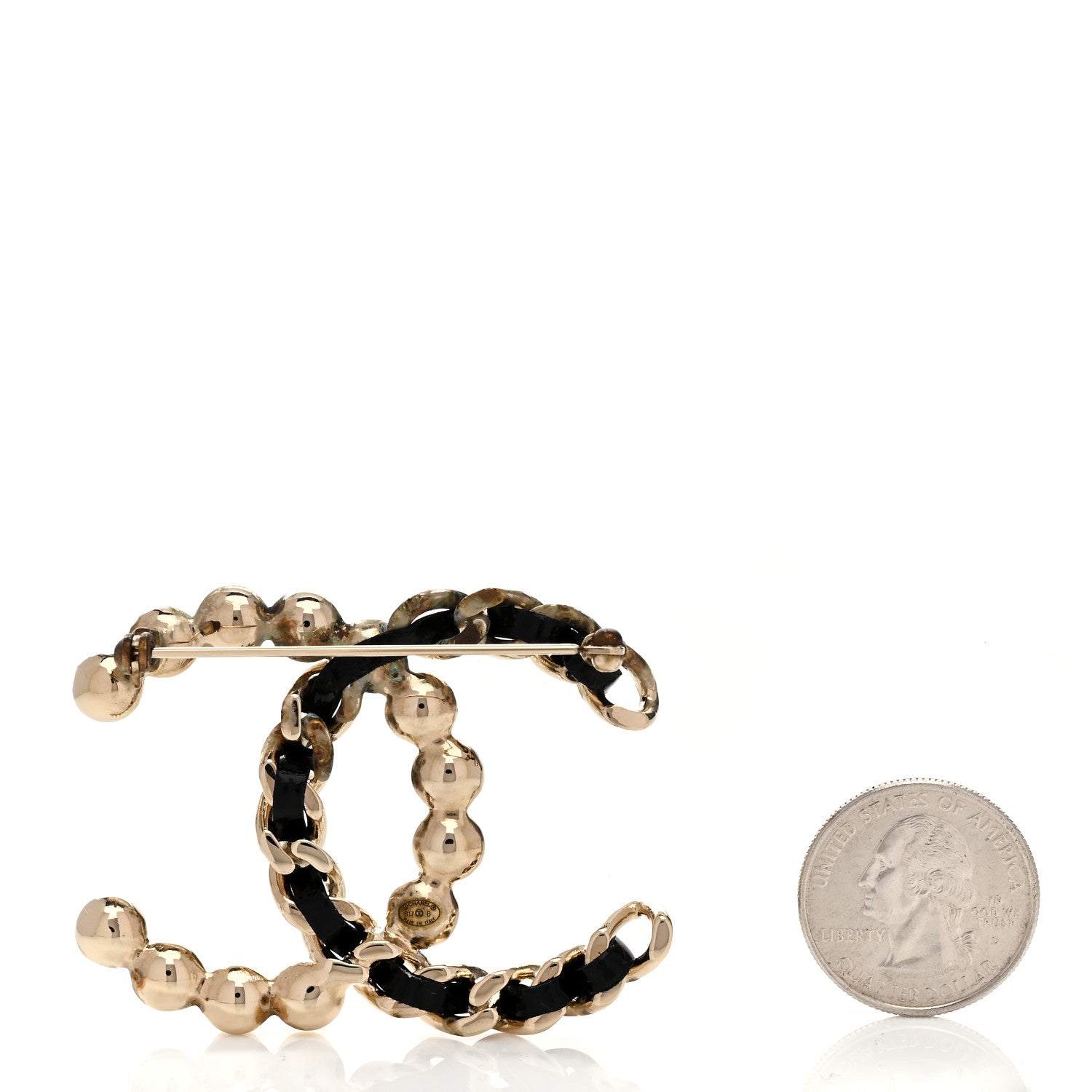 Chanel Lambskin Pearl CC Chain Brooch Black Gold 2 of 3