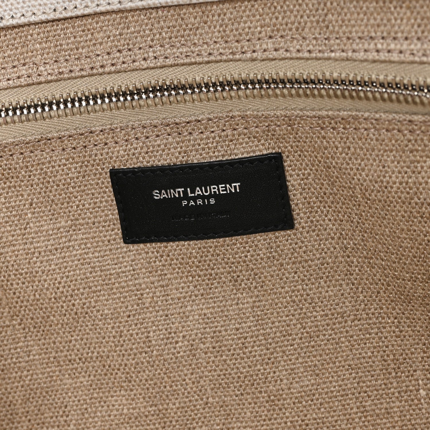 Saint Laurent Linen Calfskin Rive Gauche Tote Greggio Natural 6 of 10