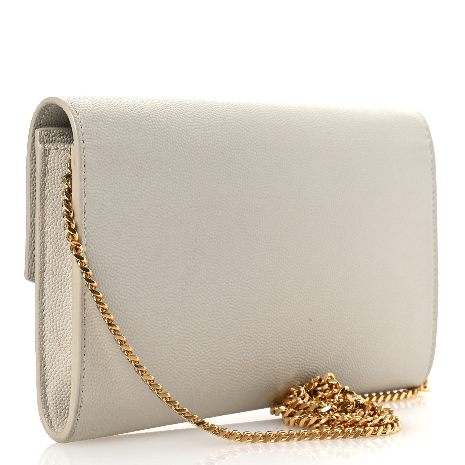 Saint Laurent Grain De Poudre Monogram Uptown Chain Wallet Dark Latte 4 of 17