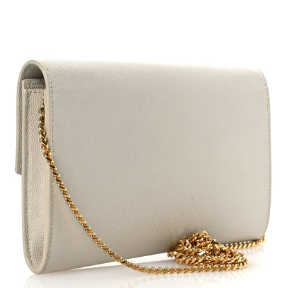 Saint Laurent Grain De Poudre Monogram Uptown Chain Wallet Dark Latte 4 of 17