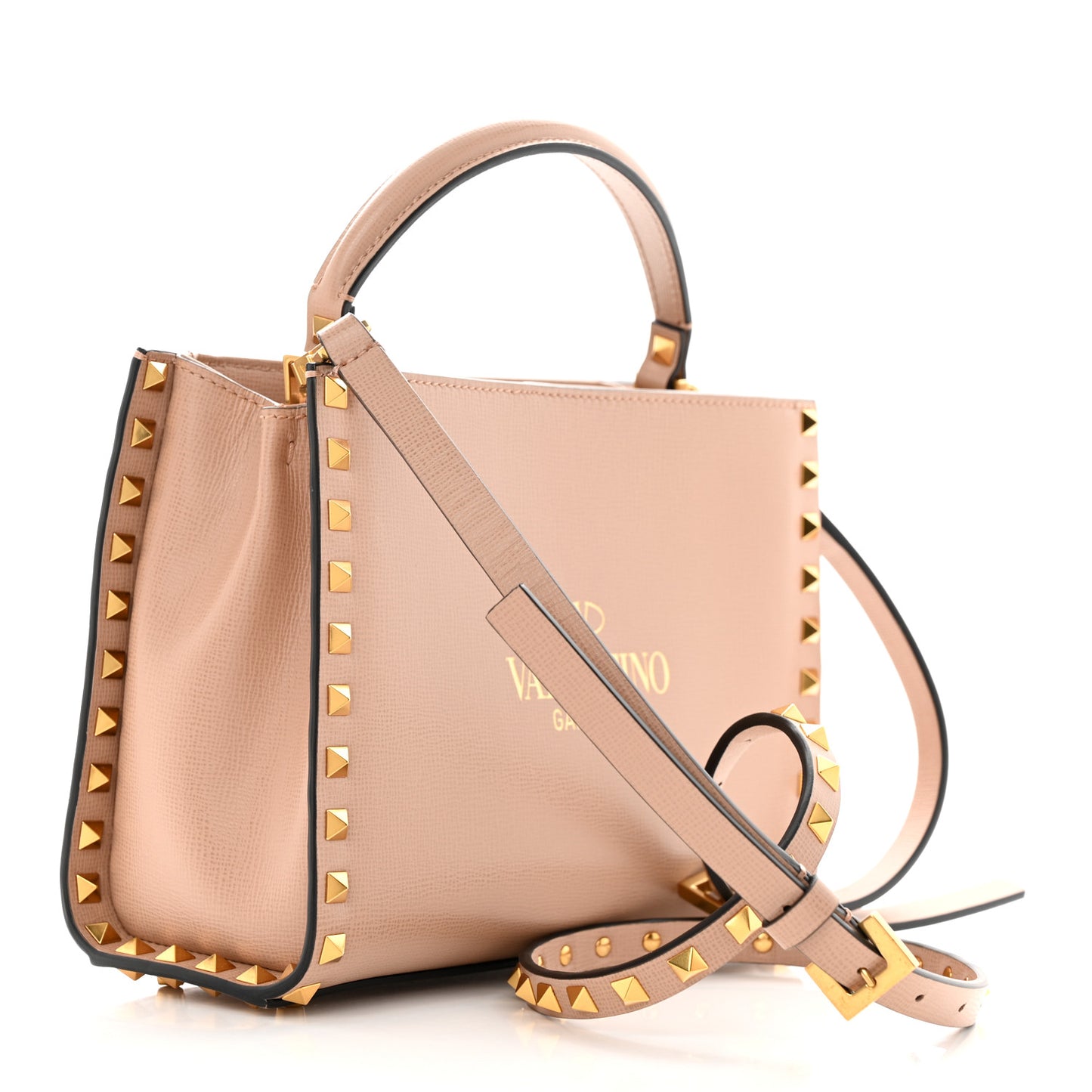 Vitello Small Rockstud Alcove Top-Handle Bag Rose Cannelle