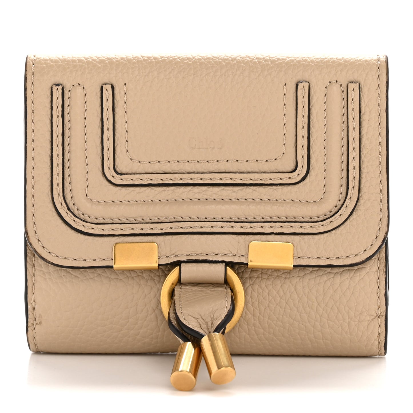 Grained Calfskin Marcie Square Wallet Root Beige