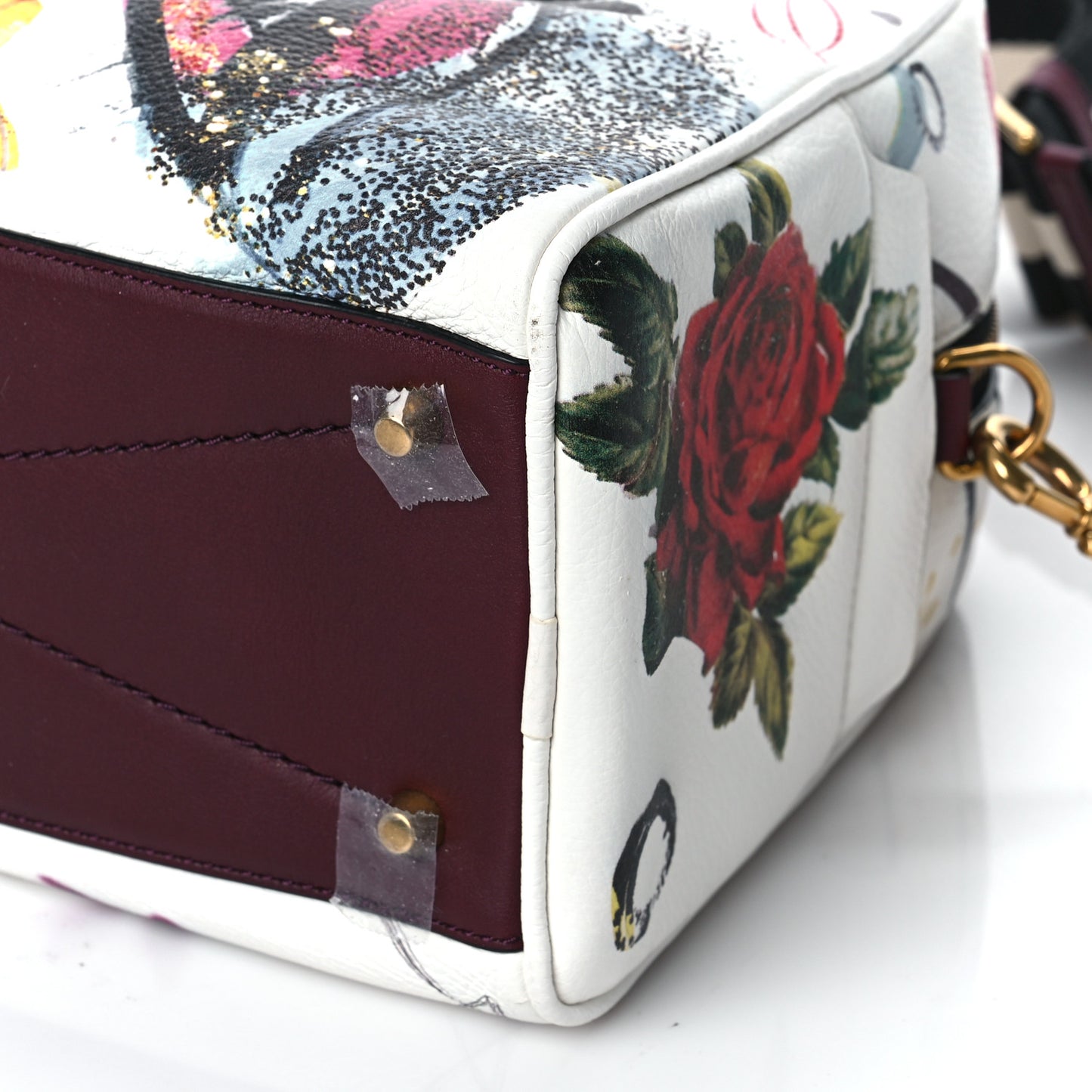 Calfskin Graffiti Satchel Bag Off White