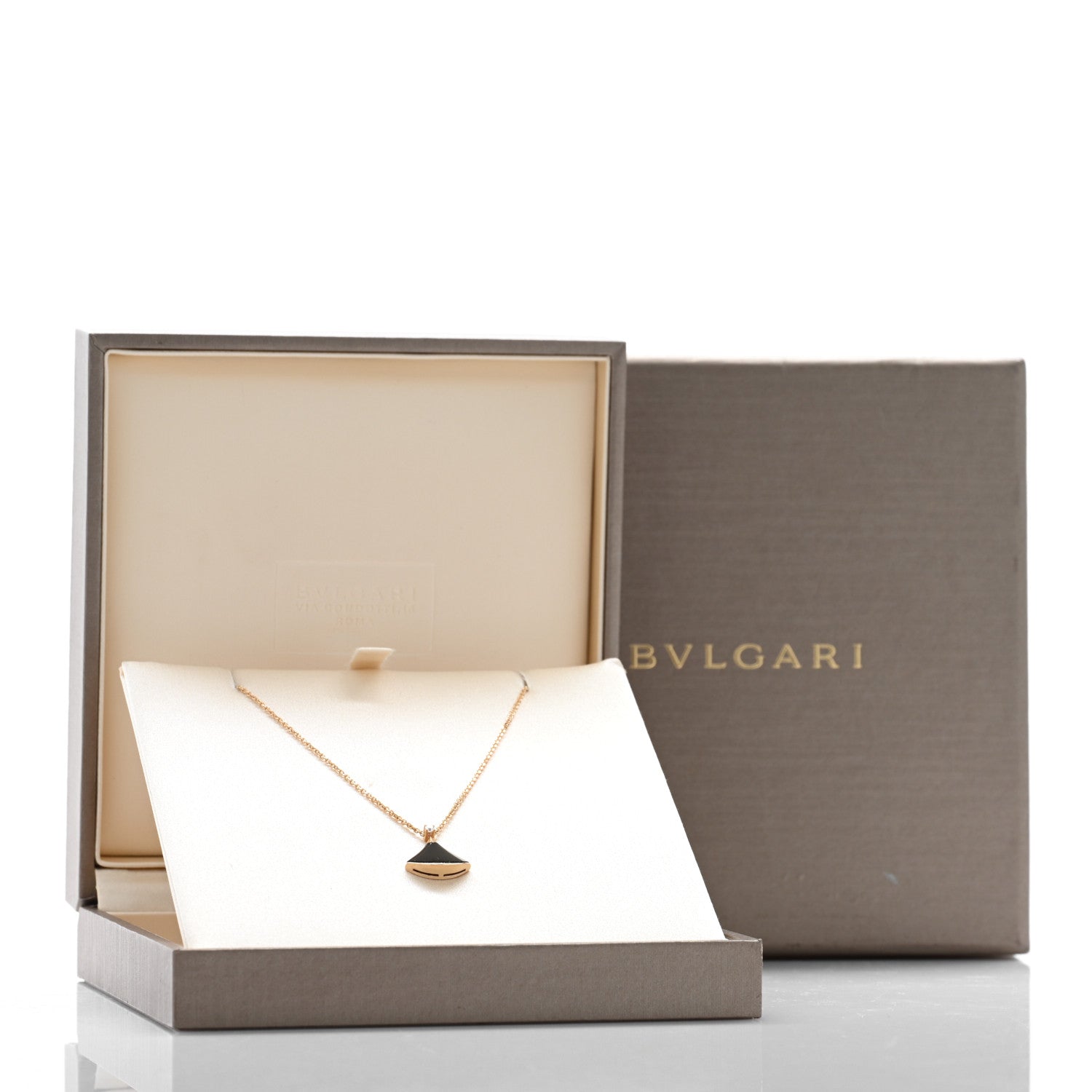 Bulgari 18K Rose Gold Diamond Black Onyx Divas' Dream Pendant Necklace 5 of 5