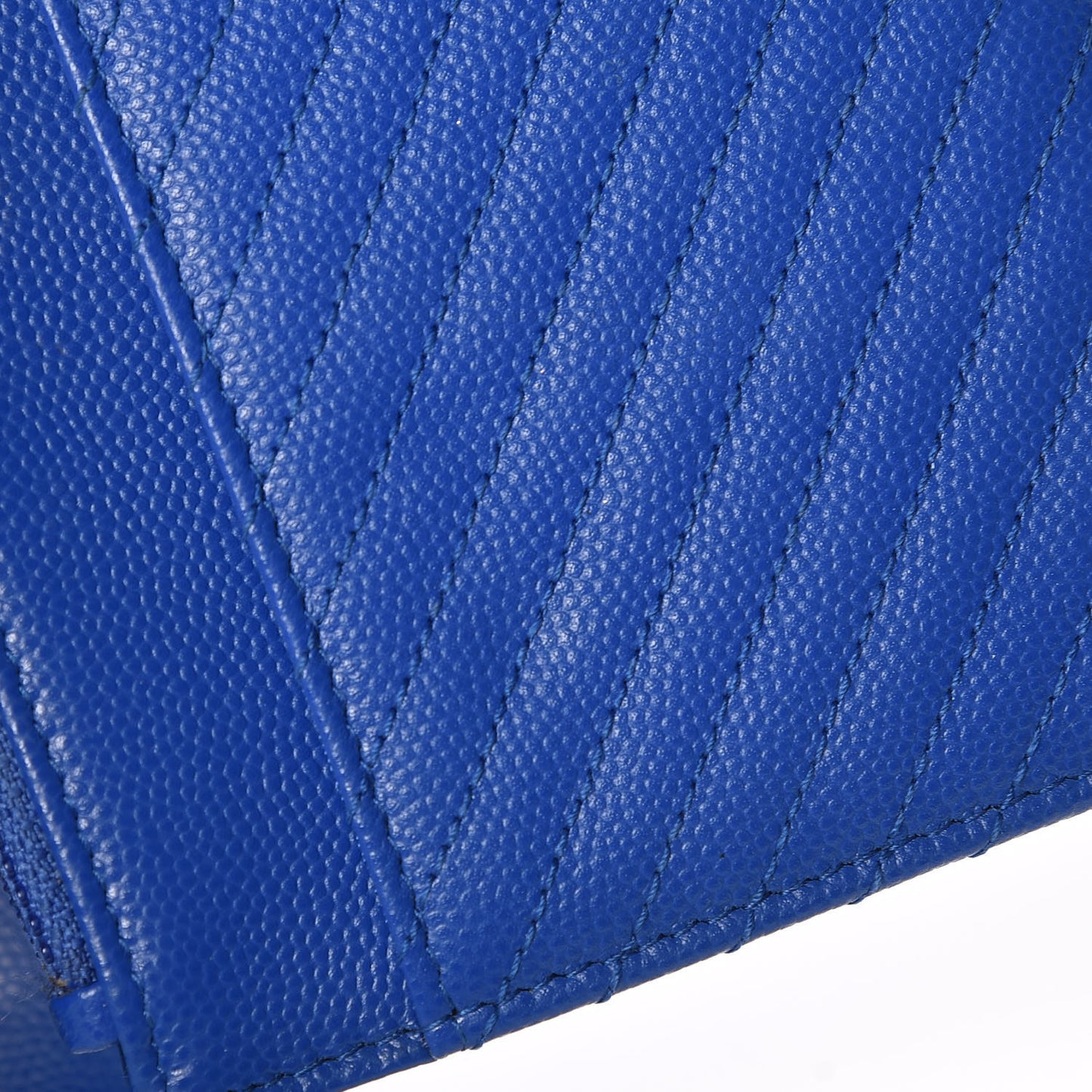 Caviar Chevron Quilted Wallet On Chain WOC Bright Blue