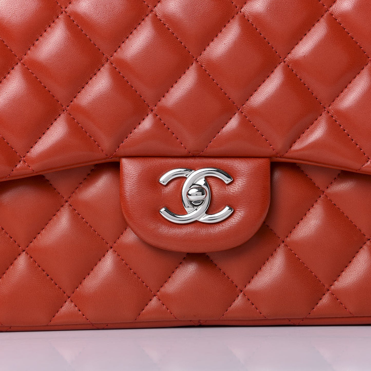 Lambskin Quilted Jumbo Double Flap Red