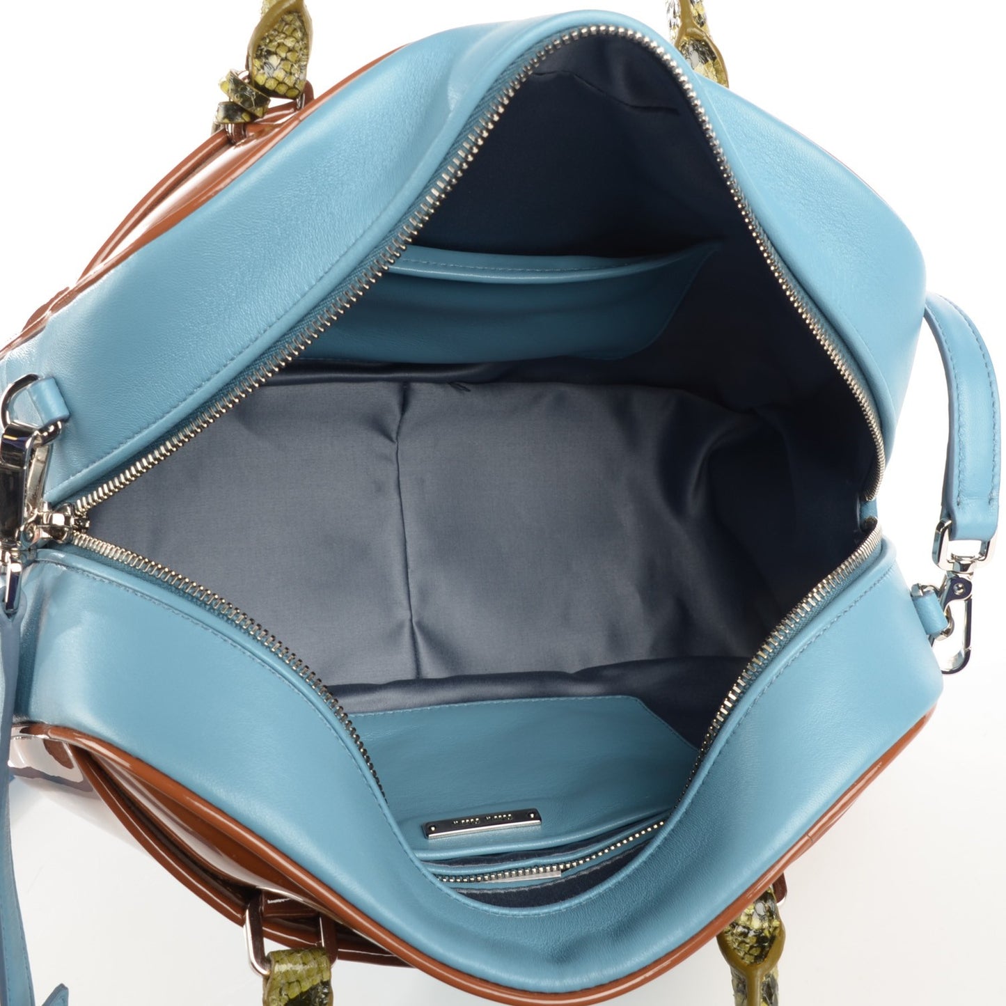 Patent Ayers Top Handle Bag Cognac Astral Blue
