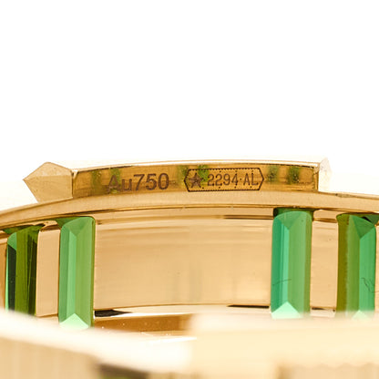 Gucci 18K Yellow Gold Green Tourmaline 6mm Link to Love Ring 54 6.75 5 of 7