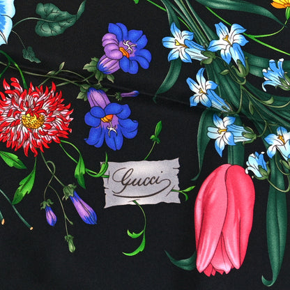 Gucci Silk Twill Flora Beauty Square Scarf Black 2 of 4