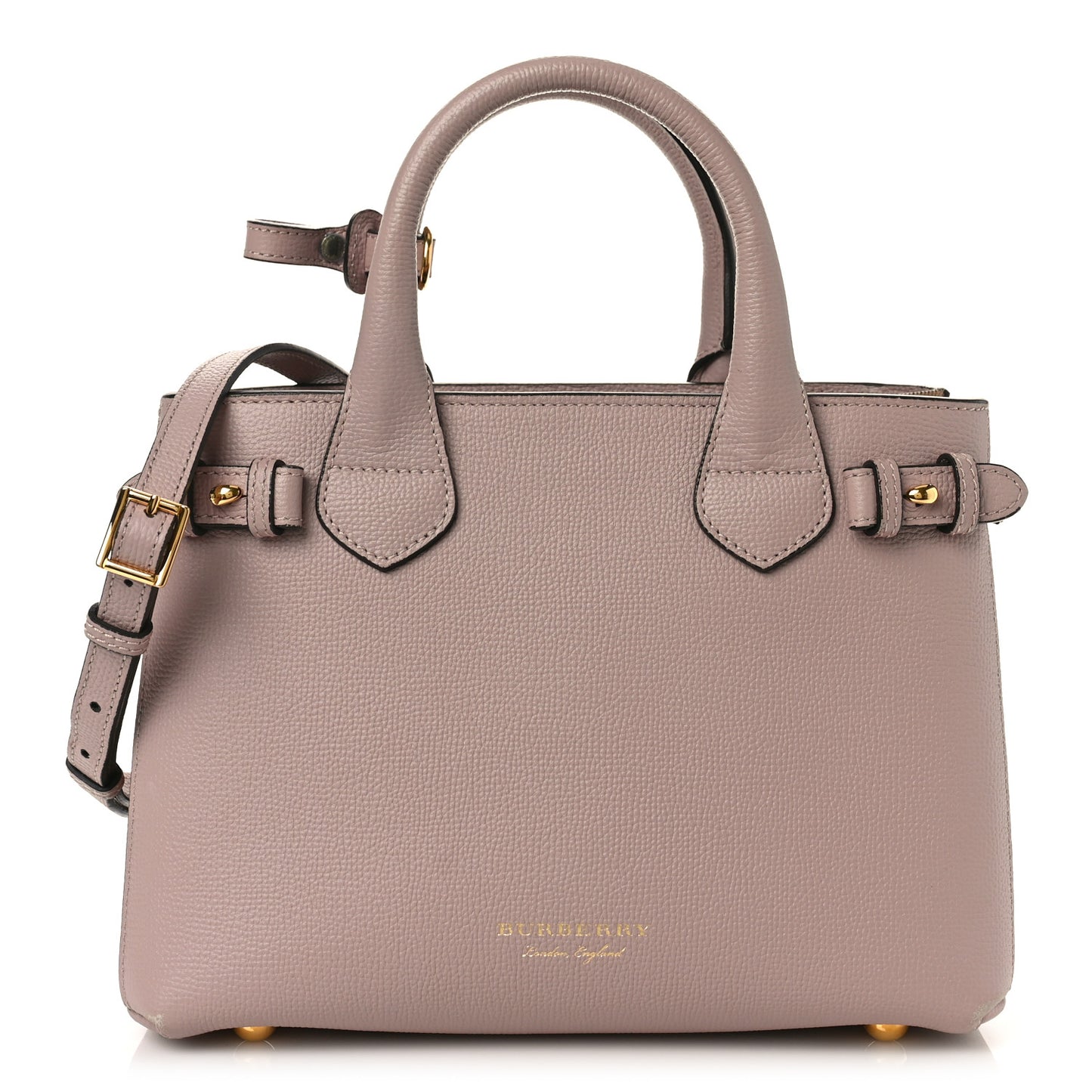 Grainy Calfskin House Check Small Banner Tote Pale Orchid