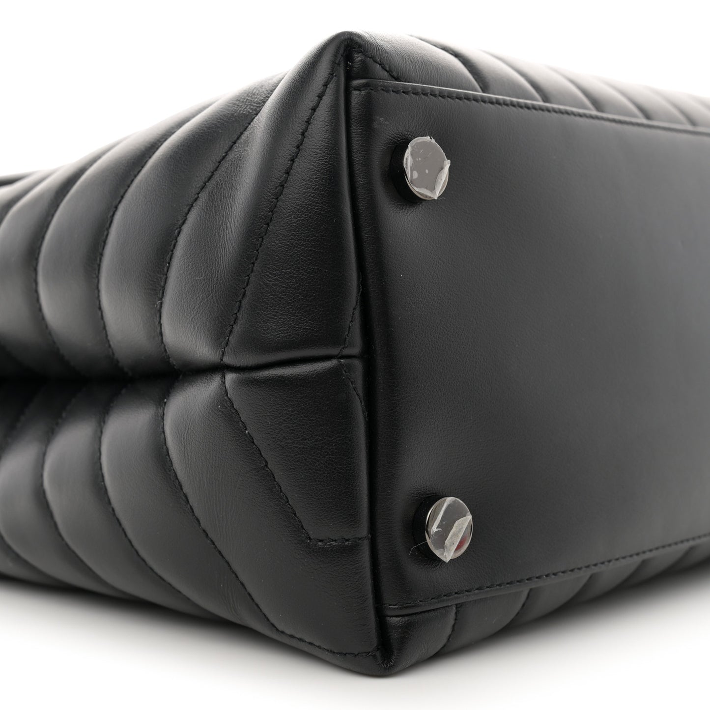 Calfskin Y Quilted Monogram Monochrome Large Loulou Chain Satchel Black
