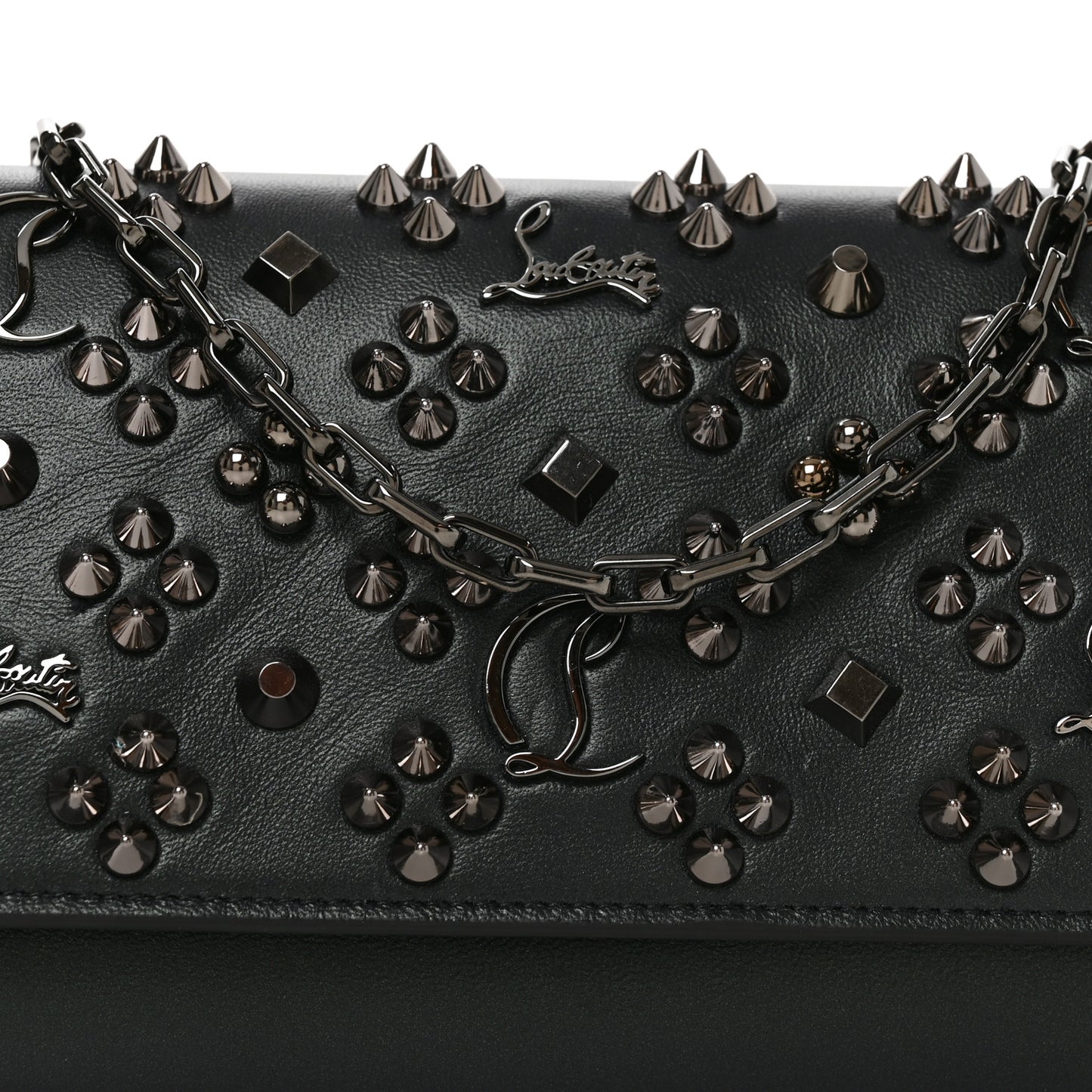 Calfskin Spikes Loubinthesky Paloma Clutch Zaffiro Zaffiro