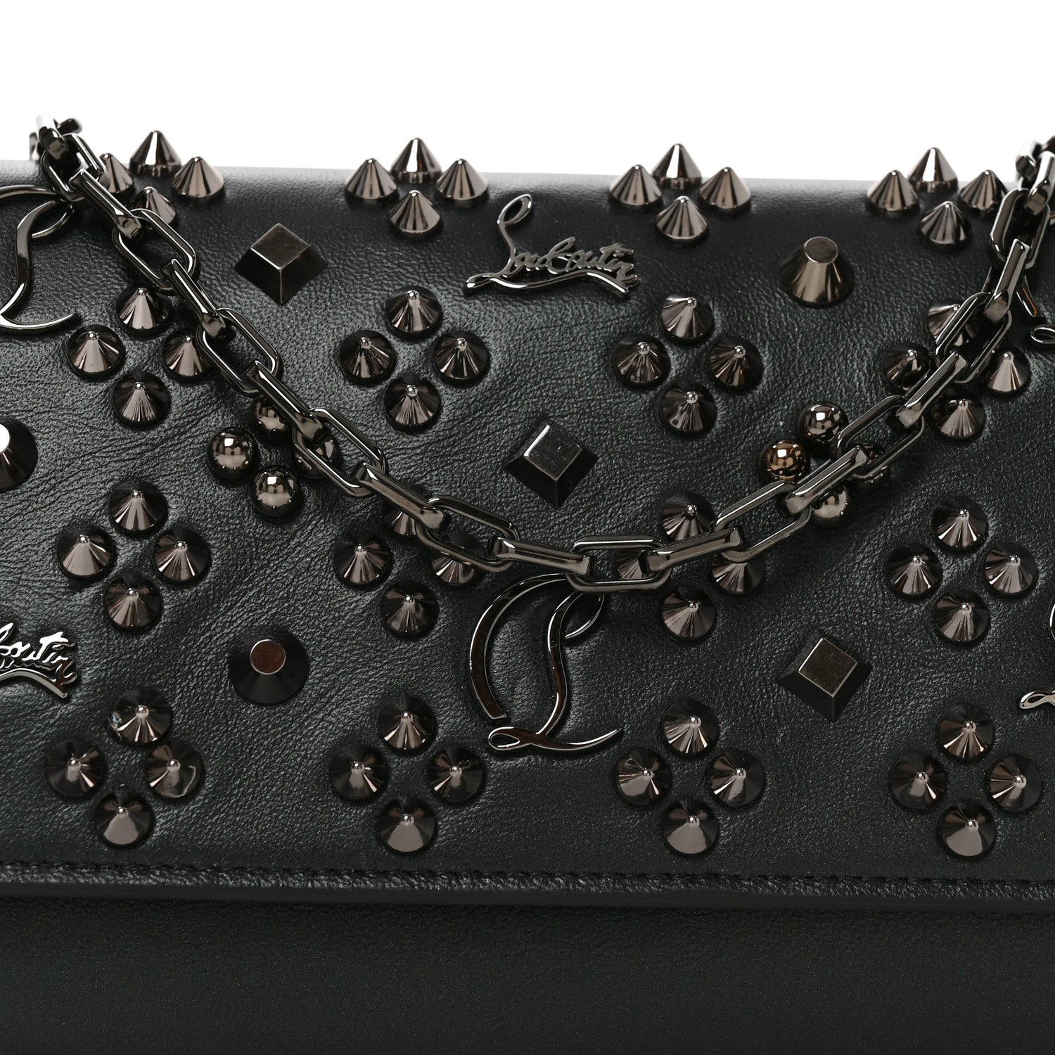 Christian Louboutin Calfskin Spikes Loubinthesky Paloma Clutch Zaffiro Zaffiro 6 of 9