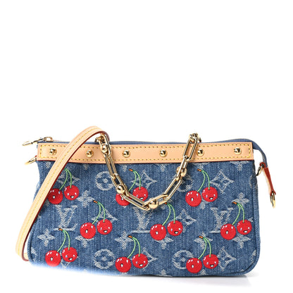 Louis Vuitton LV X TM Monogram Denim Cerises Pochette Accessories Blue 1 of 9