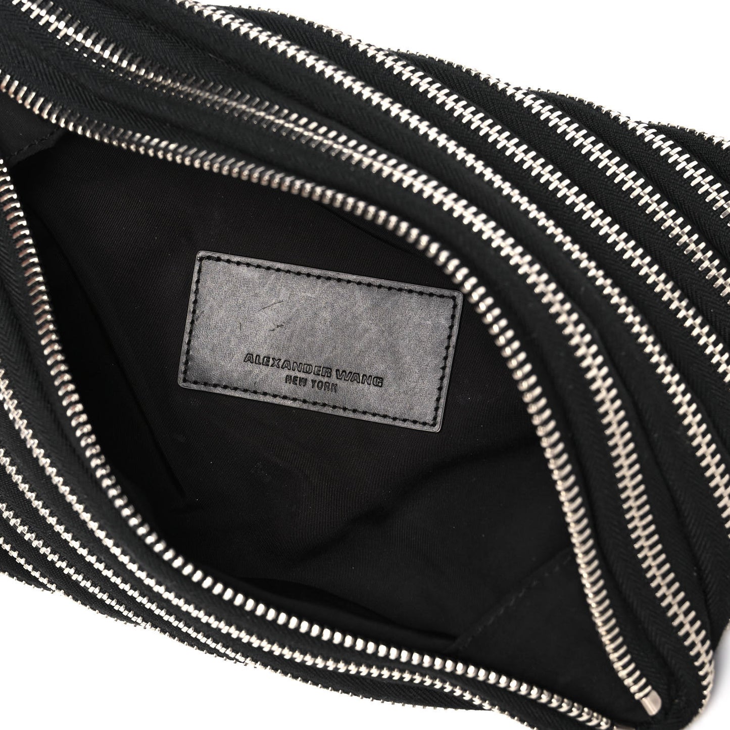 Metal Nylon Zipper Clutch Black