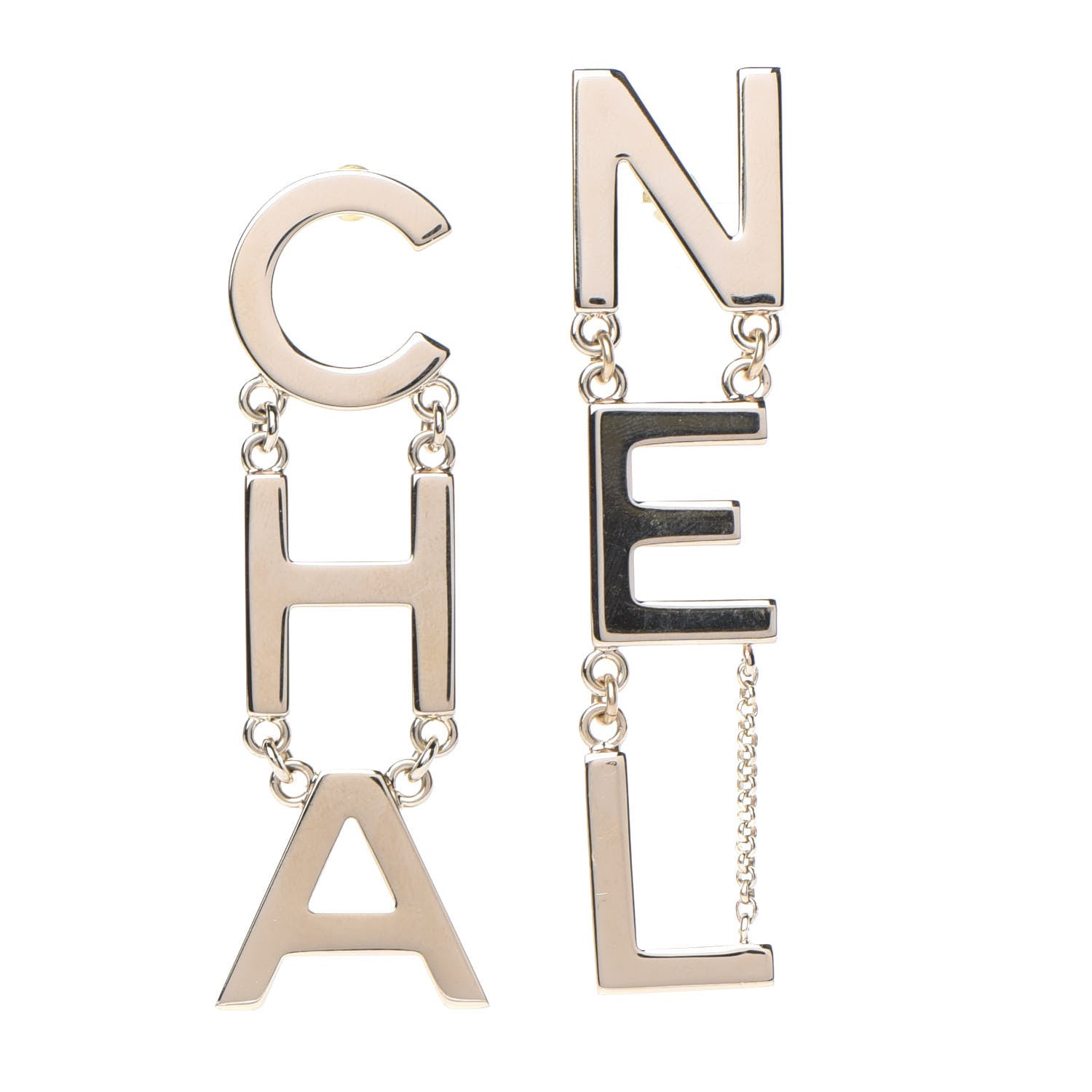 Chanel Metal Cha-Nel Logo Drop Earrings Gold 1 of 4