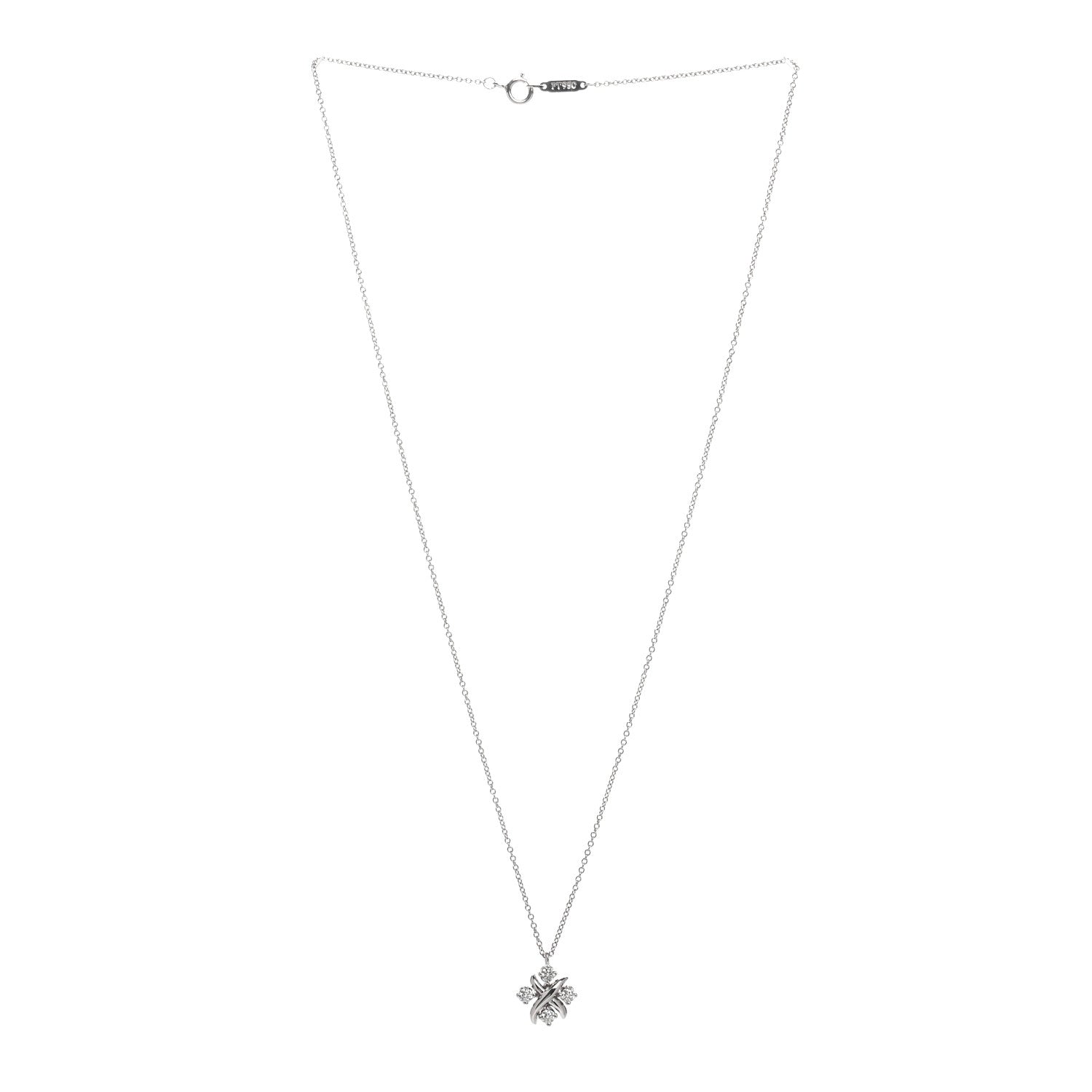 Tiffany Platinum Diamond Schlumberger Lynn Pendant Necklace 3 of 5