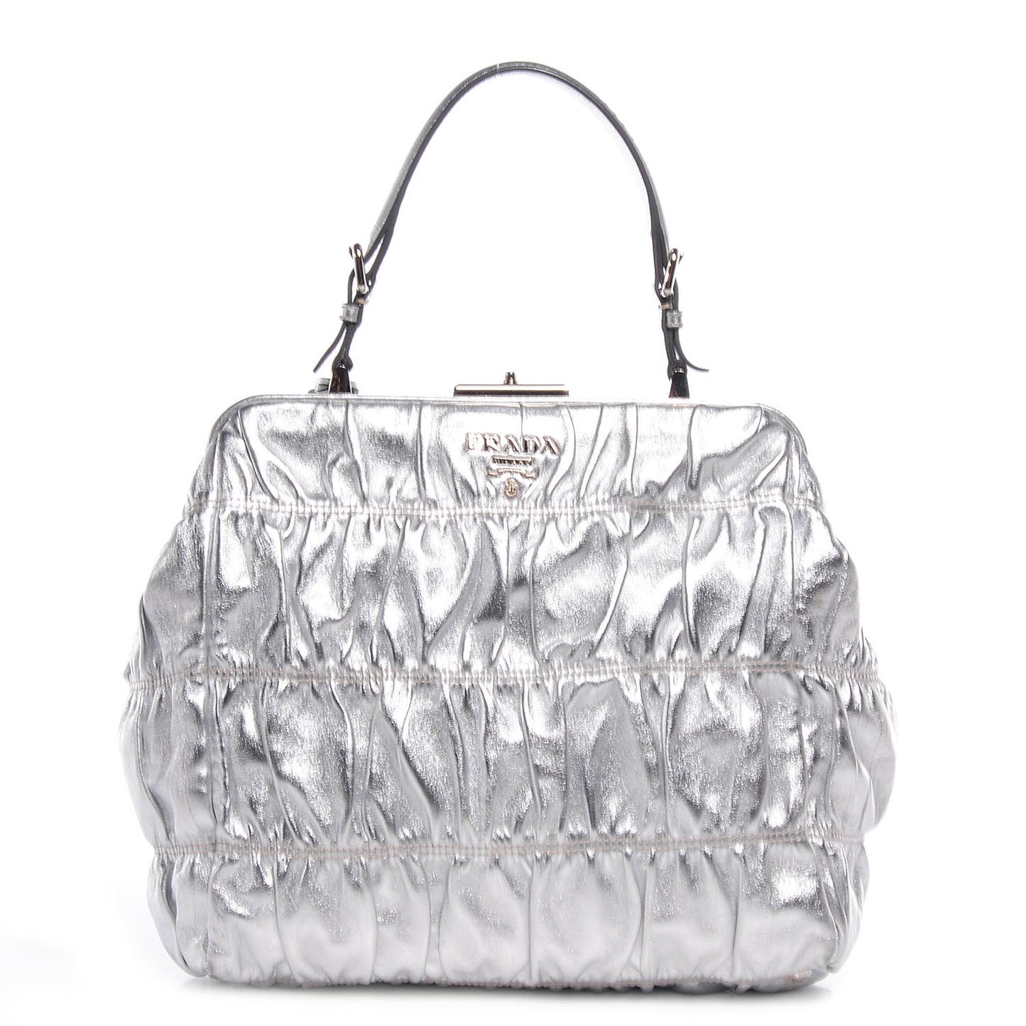 Nappa Dressy Gaufre Frame Tote Argento