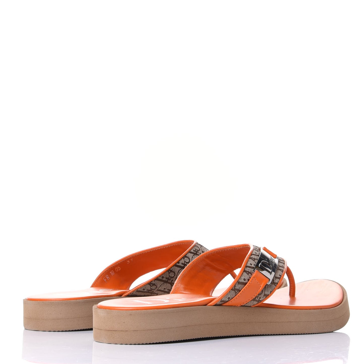 Calfskin Monogram Trotter Thong Sandals 37 Orange