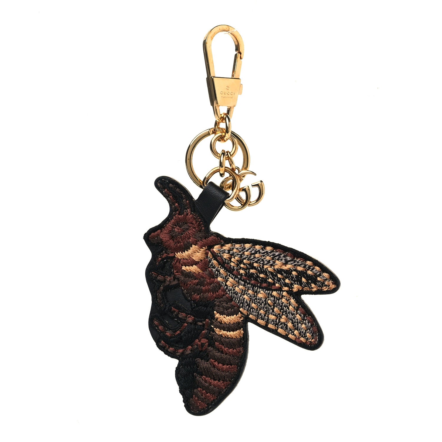 Gucci GG Supreme Monogram Embroidered Bee Bag Charm Key Holder 1 of 3
