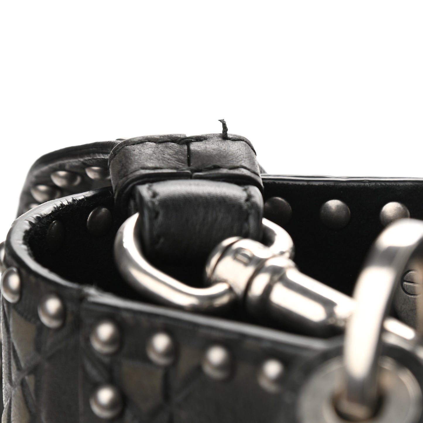 Calfskin Studded Flower Medium Lady Dior Black