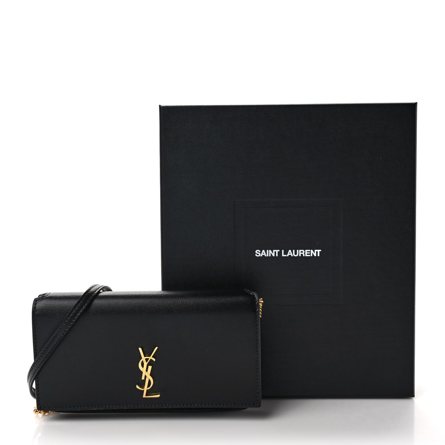 Smooth Calfskin Monogram Phone Holder Crossbody Black