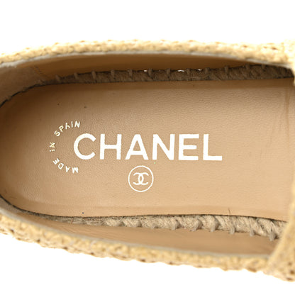 Chanel Braided Fabric Lambskin CC Espadrilles 38 Beige Black 9 of 11