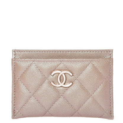Chanel Iridescent Caviar Quilted Card Holder Beige 1 of 9
