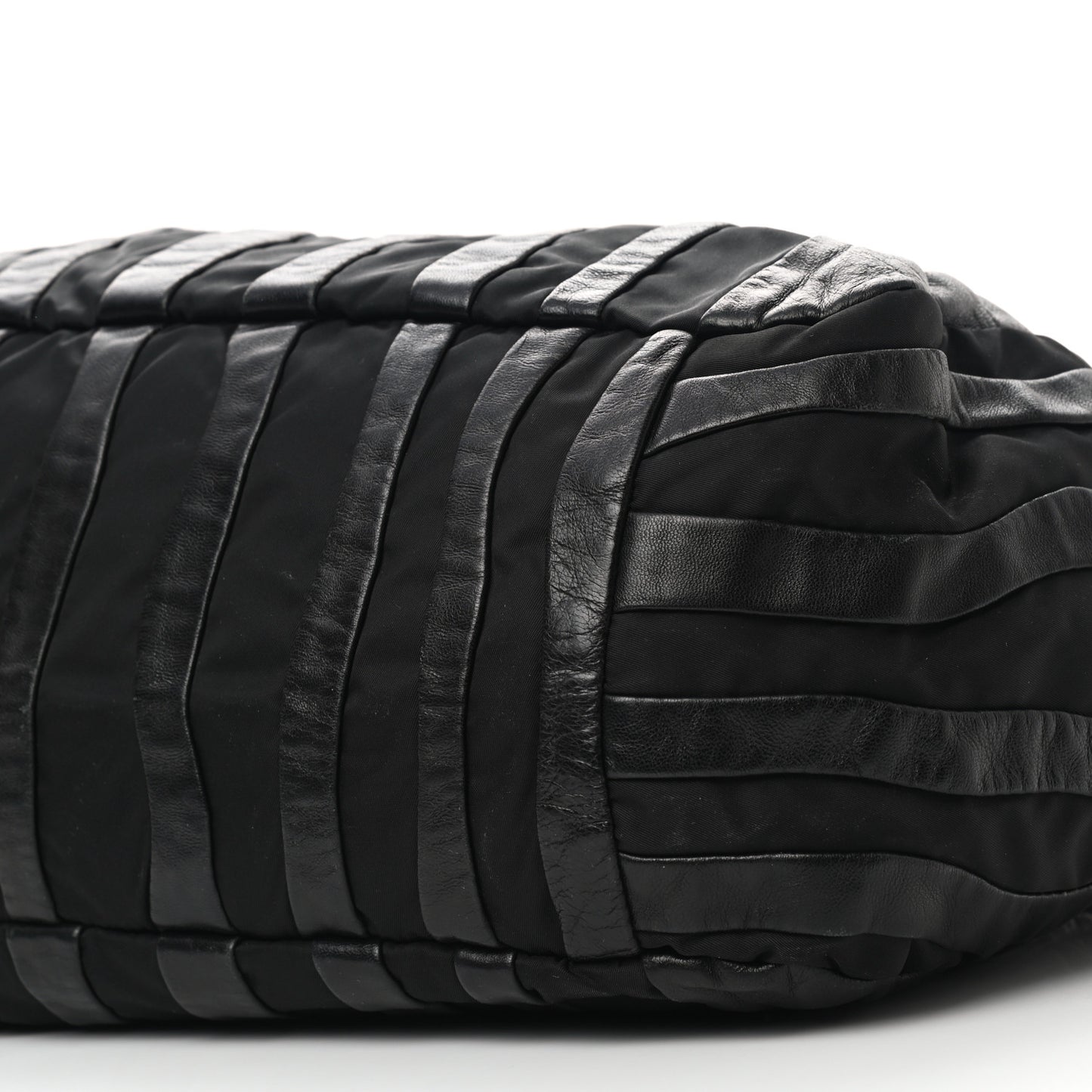 Metallic Nappa Tessuto Nylon Mordore Stripes Tote Black