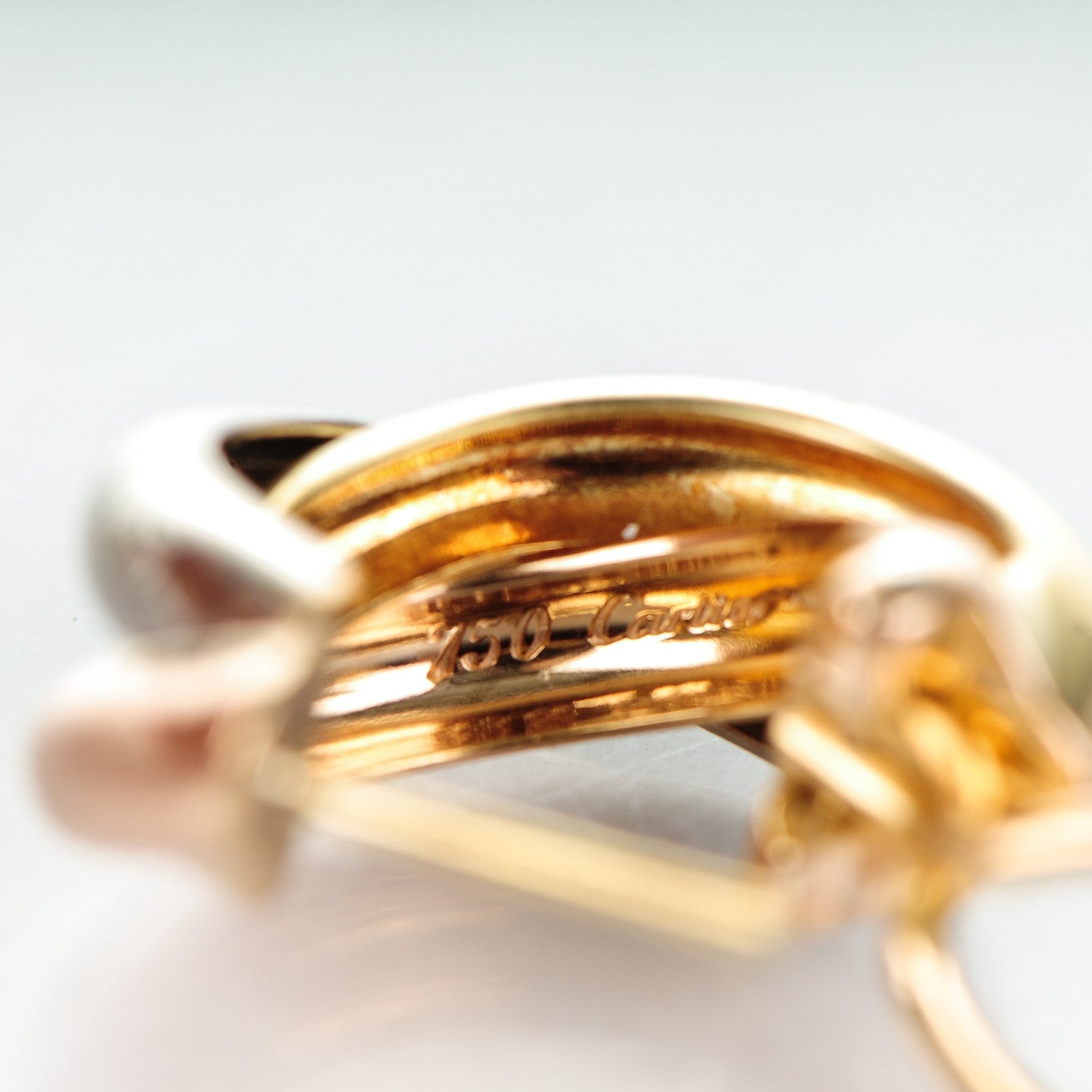 Cartier 18K Pink Yellow White Gold Small Trinity Earrings 5 of 5