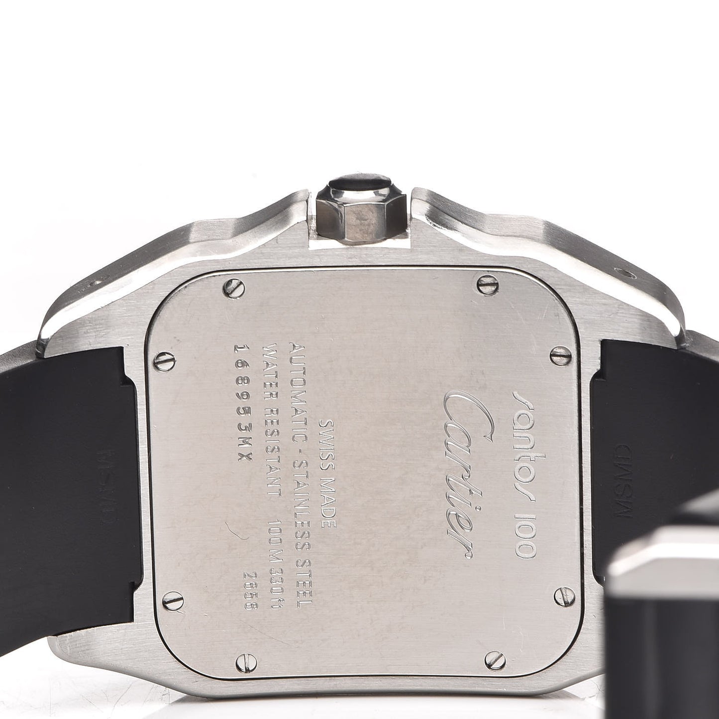 Stainless Steel Rubber 38mm Santos 100 Automatic Watch