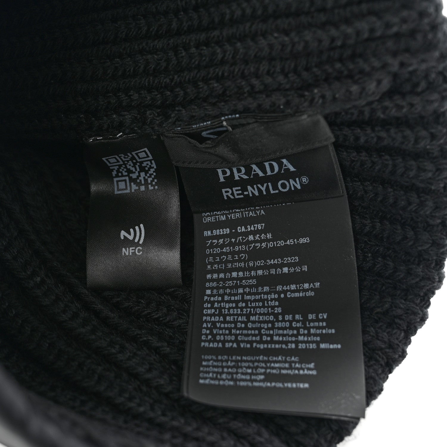 Prada Wool Re-Nylon Beanie Hat M Black 5 of 5