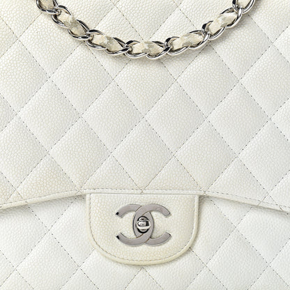 Chanel Caviar Quilted Jumbo Single Flap White 7 of 26