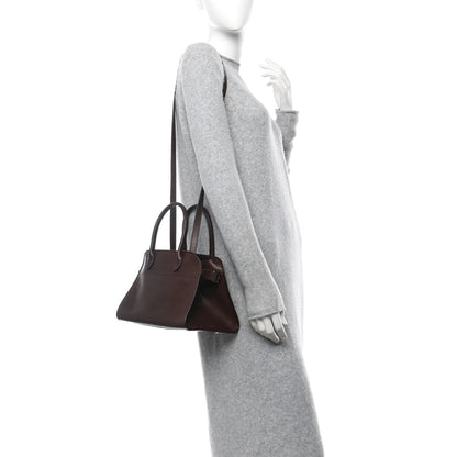 The Row Polished Saddle Calfskin Soft Margaux 10 Bag Dark Brown 2 of 10