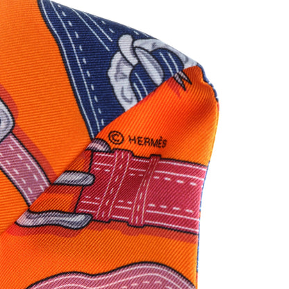 Hermes Silk Harnais Des Presidents Twilly Orange Violet Rose 4 of 5