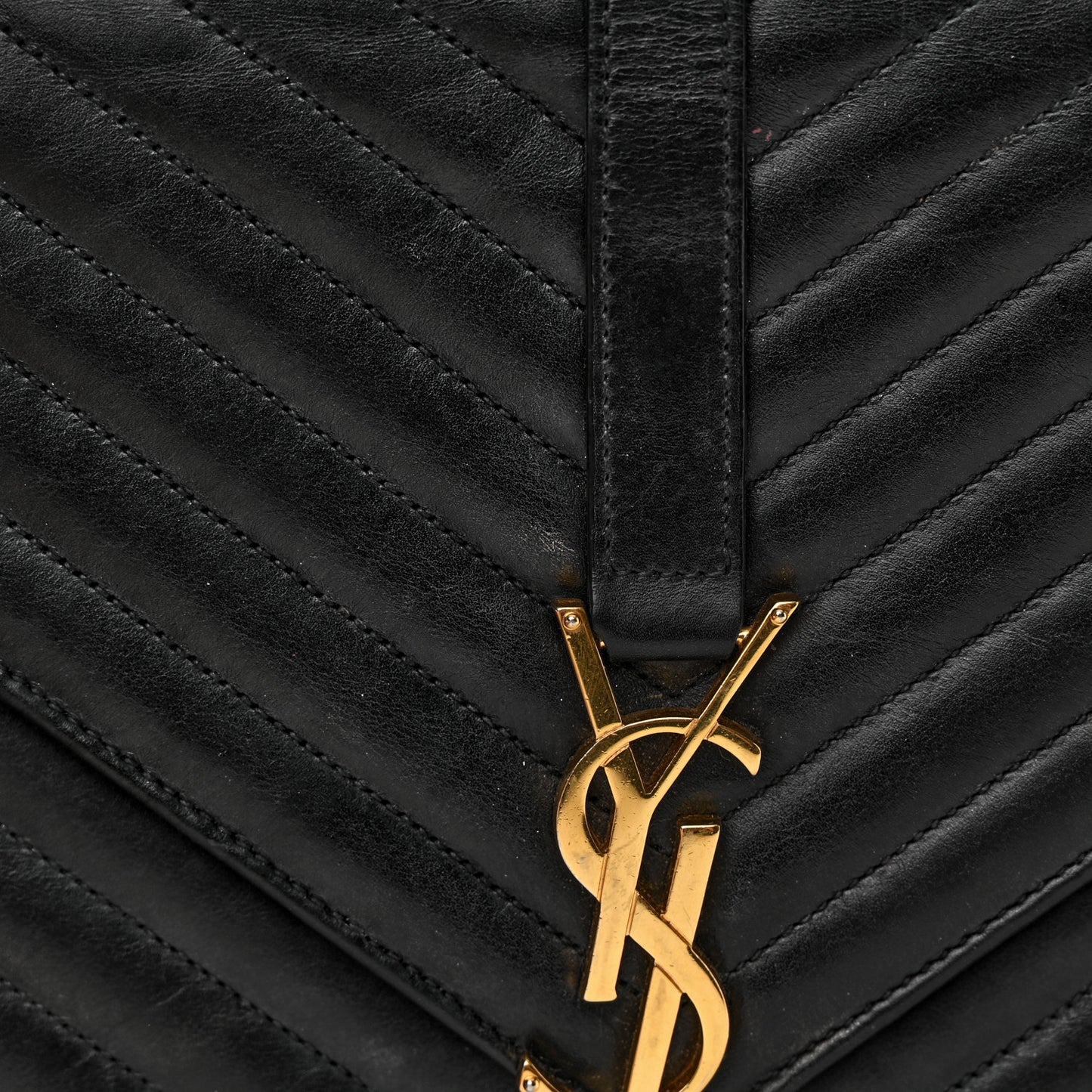 Smooth Calfskin Matelasse Chevron Large Monogram Satchel Black