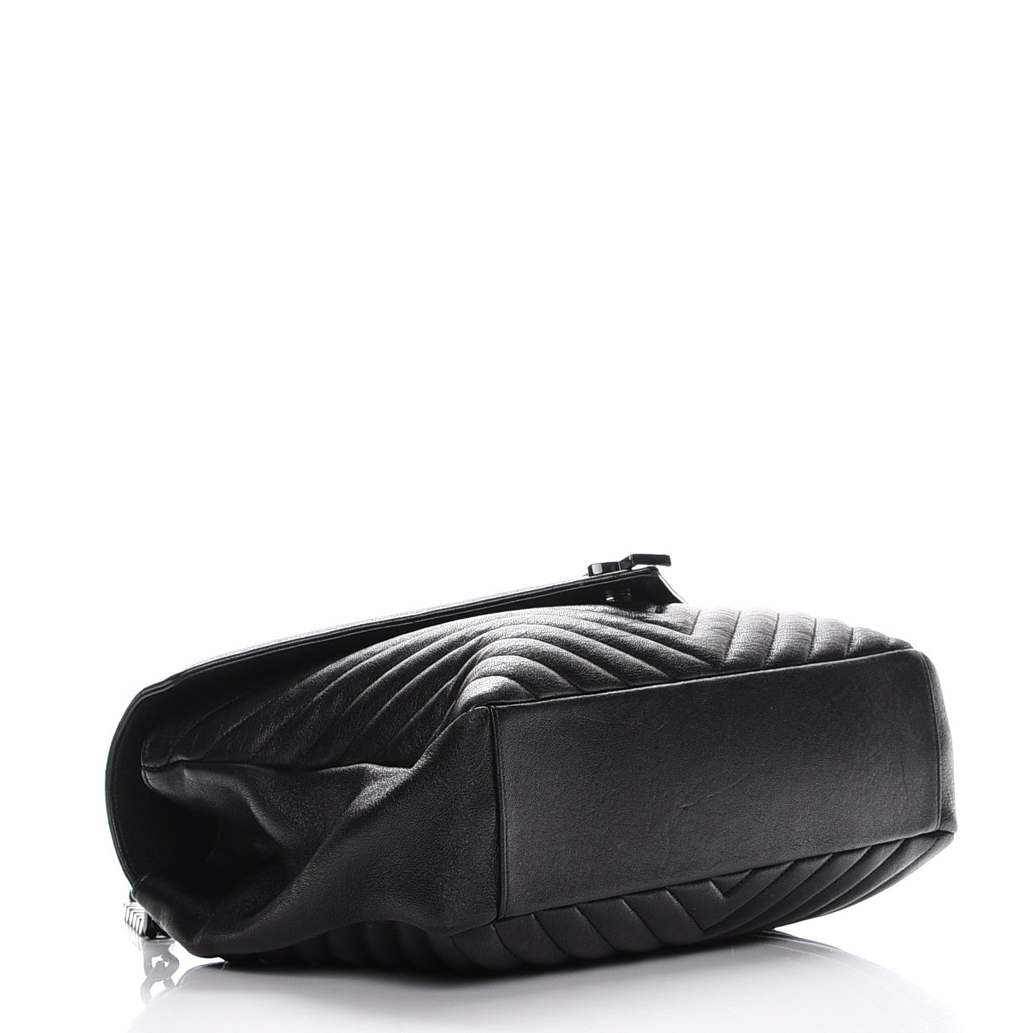 Saint Laurent Sheepskin Matelasse Chevron Monogram Large College Satchel Black 5 of 8