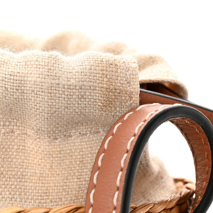 Loewe Calfskin Raffia Paula's Ibiza Pocket Bucket Bag Natural Tan 13 of 14