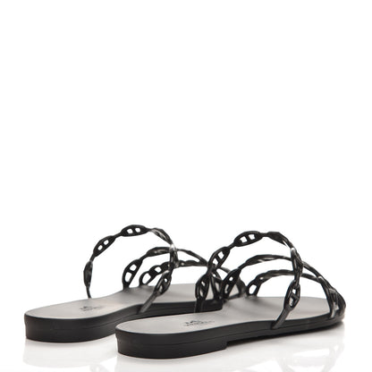 Hermes Rubber Chaine d'Ancre Rivage Sandals 40 Black 4 of 8