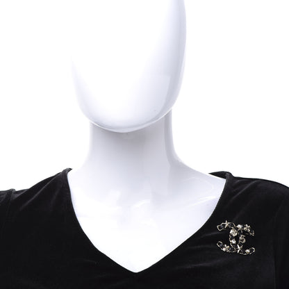Chanel Lambskin Pearl Strass Sergeant Brooch Gold 2 of 5