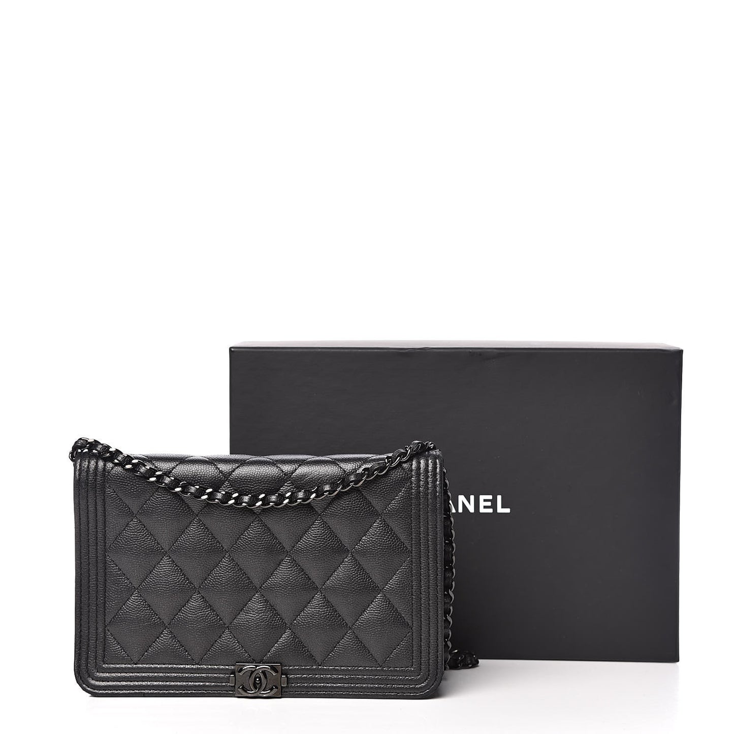 Caviar Quilted Boy Wallet On Chain WOC So Black