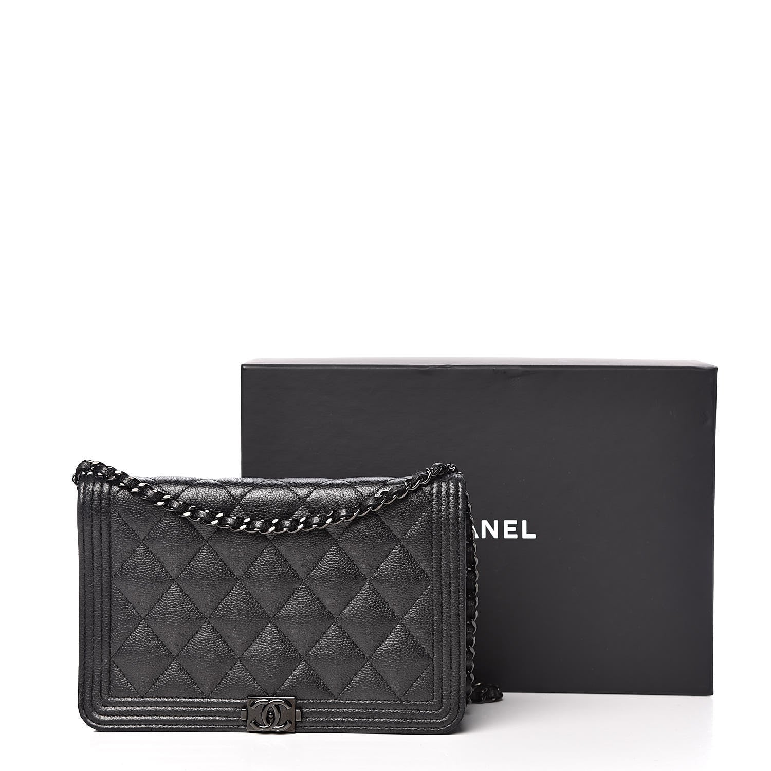 Chanel Caviar Quilted Boy Wallet On Chain WOC So Black 14 of 14