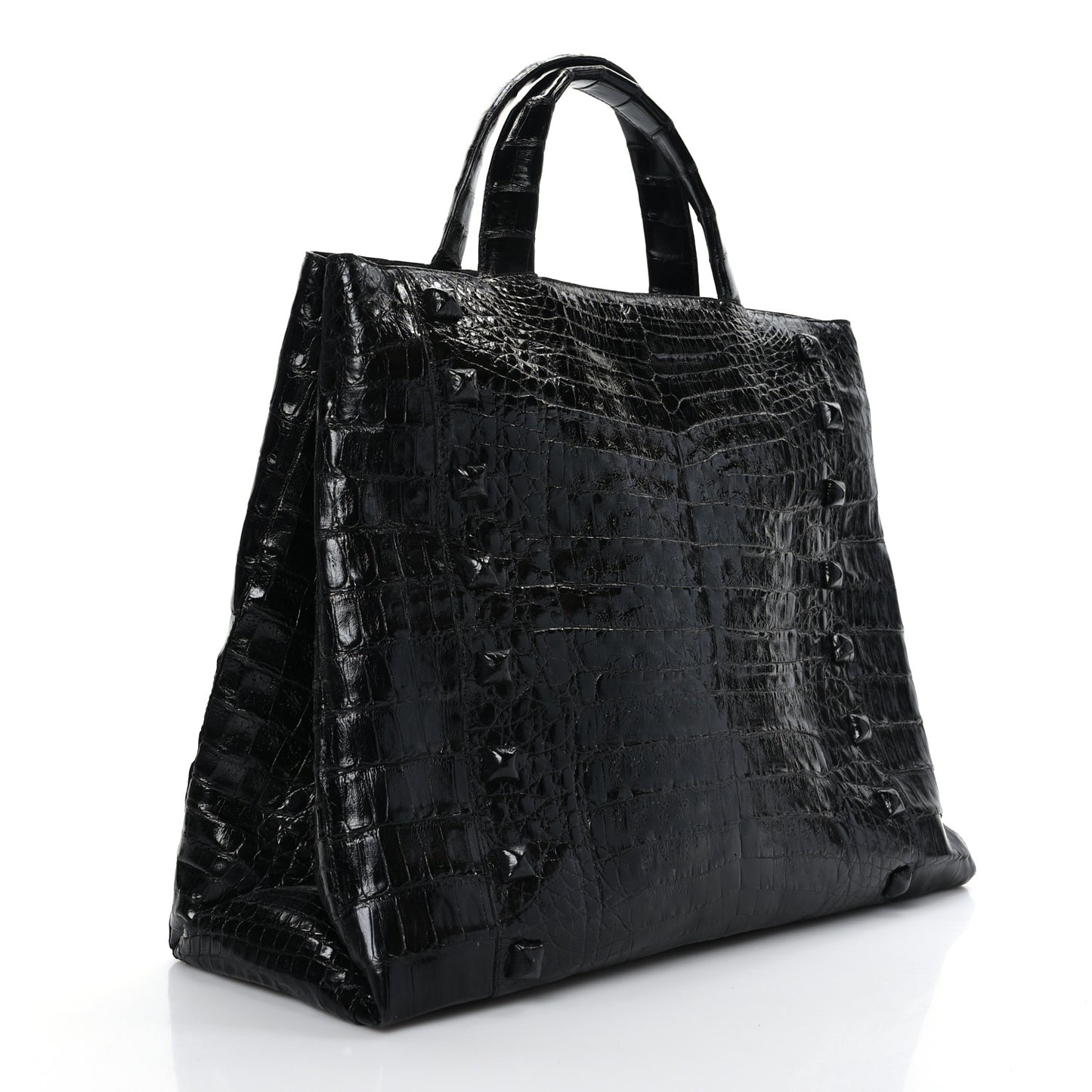 Crocodile Studded Tote Black