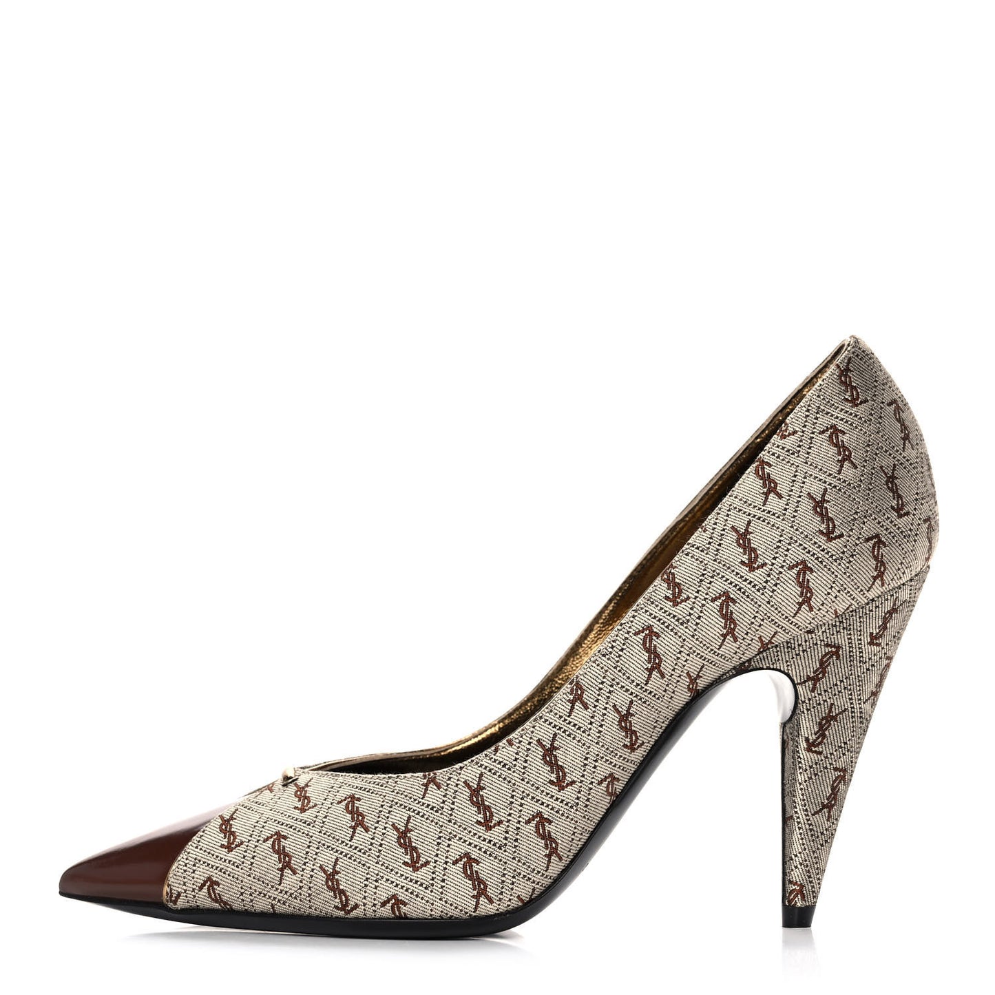 Silk Blend Monogram Lola Cap Toe Pumps 37 Beige