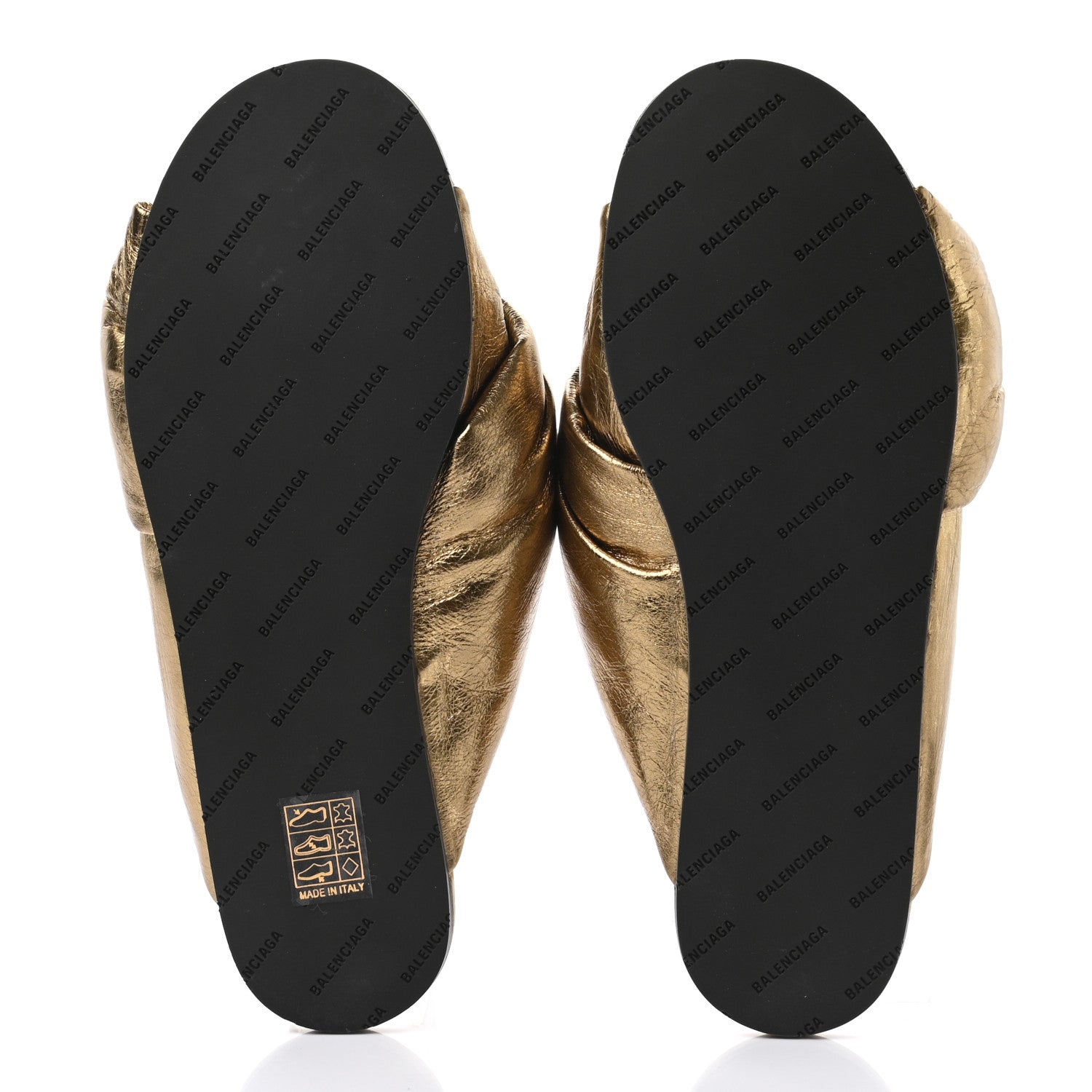 Balenciaga Metallic Lambskin Drapy Slide Sandals 37 Gold 5 of 8