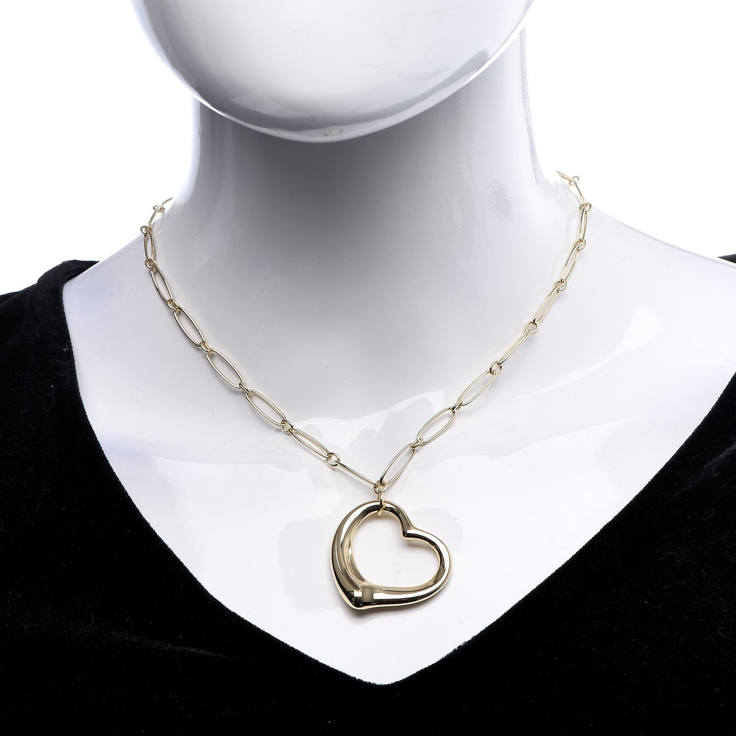 18K Yellow Gold Elsa Peretti Large Open Heart Pendant Necklace