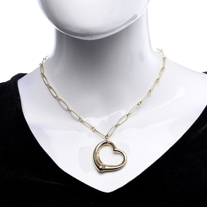 Tiffany 18K Yellow Gold Elsa Peretti Large Open Heart Pendant Necklace 2 of 8
